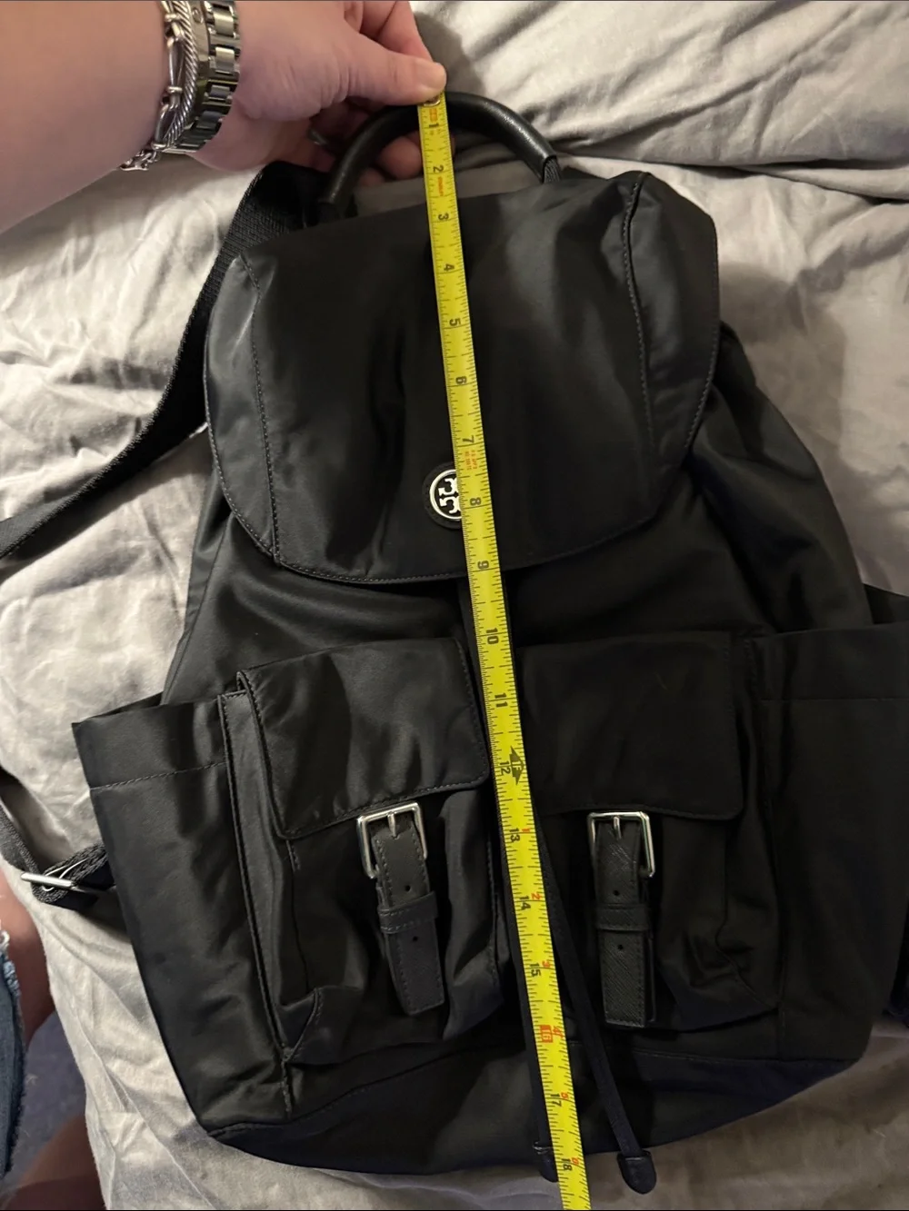 Small Tory Burch Black Nylon Backpack.
